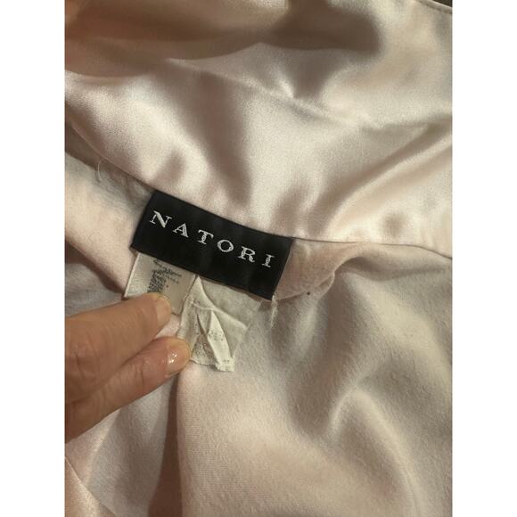 Natori Satin Lace Trim Nightshirt Blush Pink Silky Button Front Women’s Large - Picture 5 of 5